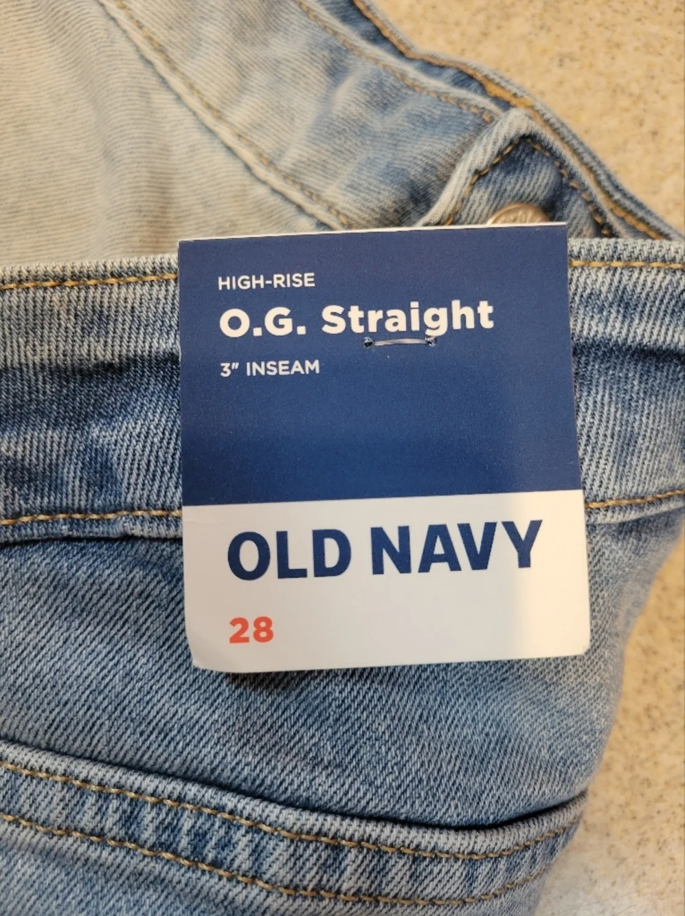 Old Navy O.G. Straight High Rise Two Tone Denim Shorts Size 28W Cotton Stretch